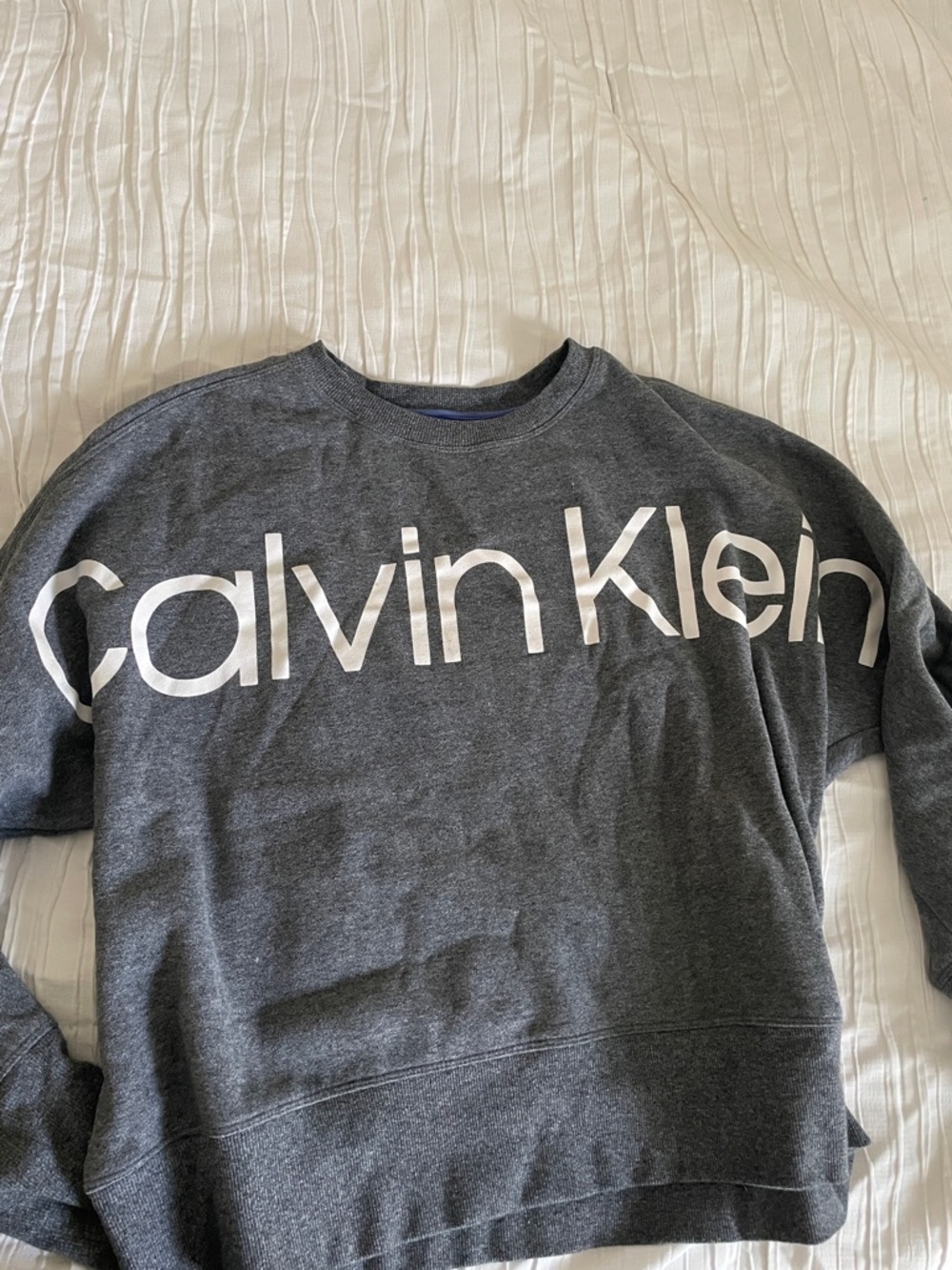 Calvin Klein Charcoal Gray Crewneck Sweatshirt with White Logo